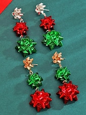 abordables Boucle d&amp;#39;oreille pour femme-Boucles d'oreilles de Noël pour femmes, design festif rouge et vert avec matériau en alliage, parfaites pour les fêtes de fin d'année et les cadeaux