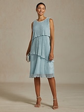 Femmes Robe Midi Robe fourreau Robe Plissée Robe dos nu Élégant Fête Formel Soirée robe demoiselle d honneur Cocktail Coupe régulière Couleur Unie Sans manches Col ras du cou Bleu Ciel Été Printemps abordables Robe de cocktail-Femmes Robe Midi Robe fourreau Robe Plissée Robe dos nu Élégant Fête Formel Soirée robe demoiselle d honneur Cocktail Coupe régulière Couleur Unie Sans manches Col ras du cou Bleu Ciel Été Printemps