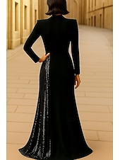 economico Abiti da smoking-Per donna Abito da smoking Linea ad A Sirena Tromba Matrimonio Formale Strass Poliestere / Cotone Elegante Scintillante Manica Lunga Lunghezza al pavimento Collo ripiegato Cerniera