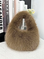 billiga Julpåsar-Damaxelväska i fuskpäls, mjukt plyschmaterial, elegant luffarmodell för julfester, finns i flera färger