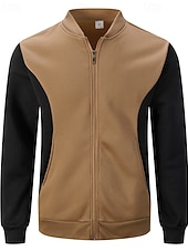 Недорогие Повседневные куртки-Муж. Легкая куртка Повседневная куртка Повседневные на открытом воздухе Карман Весна Осень Контрастных цветов Уличный стиль Стиль Воротник-стойка Обычная