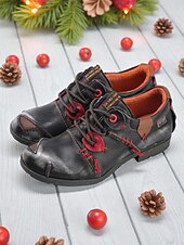 preiswerte Damenschnürschuhe-Grüne Oxford-Schnürschuhe aus Leder für Damen mit roten Nähten, handgefertigte Retro-Freizeitschuhe für Damen, perfekt für Weihnachtsoutfits und den Alltag im Herbst