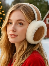 abordables Boucle d&amp;#39;oreille pour femme-Cache-oreilles de Noël en fausse fourrure pour femme, design pliable, bandeau multi-matières pour l'hiver, accessoire confortable et élégant pour le temps froid