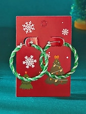 お買い得  レディースイヤリング-レディースクリスマスフープイヤリング、赤と緑のツイストデザイン、合金素材、ホリデーパーティーやギフトに最適