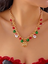 billige Halskjede for kvinner-Julekjede med sjarm til dame, flere stiler med sjarm til julenissen, snømannen og juletreet, perfekt til høytidsfester og festlige gaver.