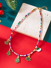 billige Halskjede for kvinner-Julekjede med sjarm til dame, flere stiler med sjarm til julenissen, snømannen og juletreet, perfekt til høytidsfester og festlige gaver.