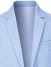 abordables Blazers Classiques pour Hommes-Homme Blazer Affaires Cocktail Fête de mariage Mode Occasionnel Printemps Automne Polyester Uni Avec Poches Boutons Confortable Simple Boutonnage veste Bleu Ciel Kaki Café