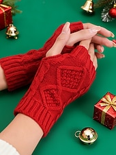 preiswerte Weihnachtsaccessoires-Gestrickte fingerlose Handschuhe für Damen, kuschelige Winter-Handwärmer mit Zopfmuster, stylische Weihnachtsgeschenk-Accessoires für Damen
