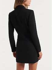 economico Vestito Semplice-Per donna Mini Abito Abito blazer Moda Moderno Ufficio Uscire Vestibilità regolare Semplice Manica Lunga Scollo a V Nero Verde militare Primavera Autunno