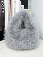 billiga Julpåsar-Damaxelväska i fuskpäls, mjukt plyschmaterial, elegant luffarmodell för julfester, finns i flera färger