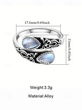 abordables Bagues pour femmes-Bague ajustable en argent pour femme avec pierre de lune et cristal, bijou bohème vintage pour fiançailles, anniversaire et usage quotidien