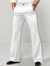 billiga Blossa-Herr Kostymbyxor Flared byxor Bell Botten Långbyxor Ficka Slät Komfort Andningsfunktion Fullängd Utomhus Dagligen Utekväll Mode Ledigt Svart Vit Microelastisk