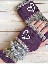 voordelige Handschoenen-Women's 1 Pair Fingerless / Winter Gloves / Knitted Gloves Streetwear / Outdoor Gloves - Heart / Print