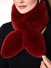 baratos Lenços Femininos-cachecol feminino de pele sintética de natal, aquecedor de pescoço macio com nó cruzado, xale elegante de inverno para festas de fim de ano e presentes