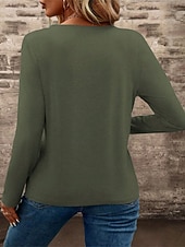 ieftine tricou simplu-Pentru femei Topuri imbracate Buzunar Culoare solidă Simplu Elegant femei Stilat Manșon Lung În V Topuri obișnuite Zilnic Muncă Ieșire Negru Alb Roz Îmbujorat Trifoi Kaki Toamnă Iarnă