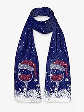 abordables Accessoires de Noël-Écharpe de Noël pour femme, châle d&#039;hiver doux avec imprimé bonnet de Père Noël, écharpe de cou confortable pour les fêtes et cadeaux festifs, plusieurs couleurs