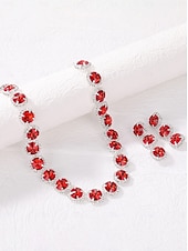 billige Halskjede for kvinner-Smaragdgrønt smykkesett med strass til julebord for dame, elegant krystallkjede og øredobber til formelle kvelder &amp;høytidsfeiringer