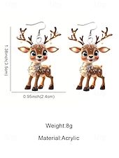 levne Dámská náušnice-Dámské vánoční dárkové akrylové náušnice se sobami, roztomilý sváteční design se santovou čepicí, zábavný sváteční doplněk na večírky a setkání.