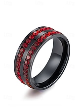 halpa Miesten korut-Miesten jouluinen titaaniterässormus punaisilla ja sinisillä kristallikivillä, useita värejä, täydellinen juhlamuotiin ja lahjaksi