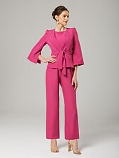 economico Completi da Donna-Per donna Abiti da 2 pezzi Ospite di nozze Ricevimento di matrimonio Chiffon Elegante Con Stola Manica 3/4 plissettata Lunghezza alla caviglia