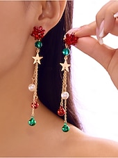 halpa Naisten korvakoru-Naisten jouluiset rusettikorvakorut kimaltelevalla punaisella viimeistelyllä, juhlava lomakoru joulujuhliin, lahjaidea