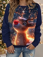 ieftine Hanorace și hanorace de Crăciun-Pentru femei Hanorac pulover Pisica Brad de Crăciun Crăciun Casual Manșon Lung Stil Nautic Topuri obișnuite Stradă Zilnice Casual Negru Galben Roșu Vin Roșu-aprins Albastru piscină Primăvară Toamn