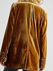 economico Blazer e Completi-Per donna Blazer Blazer di velluto Confortevole Tasca Bottoni Moda Semplice Feste Festa / Sera Uscire Regolare Collo ripiegato Vestibilità regolare Manica Lunga Capispalla Nero Vino Verde scuro