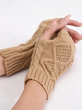 preiswerte Weihnachtsaccessoires-Gestrickte fingerlose Handschuhe für Damen, kuschelige Winter-Handwärmer mit Zopfmuster, stylische Weihnachtsgeschenk-Accessoires für Damen