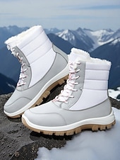 Botas de caminhada de inverno femininas vermelhas com pele sintética – botas de neve duráveis e impermeáveis com blocos de cores para aventuras na neve, perfeitas para viagens de férias baratos Sapatos de Natal Femininos-Botas de caminhada de inverno femininas vermelhas com pele sintética – botas de neve duráveis e impermeáveis com blocos de cores para aventuras na neve, perfeitas para viagens de férias