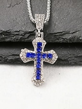 Недорогие Мужские украшения-Мужское рождественское ожерелье-крест из сплава, разноцветное, с искрящимся кристаллом, стильный аксессуар для праздничных вечеринок и повседневной носки