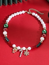 olcso Karácsonyi kiegészítők-Női karácsonyi ajándék nyaklánc, ötvözet és akril anyagból, színes gyöngyök ünnepi medálokkal, tökéletes ünnepi kiegészítő partikra és összejövetelekre