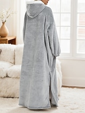 preiswerte Damen Schlafoberteile und -unterteile-Damen Schlafanzug Freizeitkleidung Flanell Warm Mode Tragbarer Decken-Hoodie Einfarbig Tasche Heim Täglich Bett Langarm Kapuzenpullover Schwarz Marineblau Königsblau Grün Hellgrau Herbst Winter