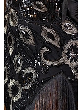cheap 1920s Dresses-Roaring 20s 1920s Midi Flapper Dress Sleeveless The Great Gatsby Sequins Fringe Scoop Neck Fancy Dress Women's Christmas Carnival speakeasy Masquerade Retro Theme Party Adults' Dress