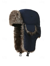 levne Dámské klobouky-Pánská vánoční čepice s kožešinovou podšívkou – nepromokavá, teplá a útulná, s detaily z umělé kožešiny, ideální na zimní dovolenou a outdoorové aktivity