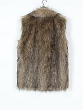 billiga Pellicce &amp; Pelli-Women's Vest Faux Fur Coat Warm Comfortable Furs &amp; Leathers Casual Color Gradient Vacation Street Casual Daily Wear Long Turndown Regular Fit Sleeveless Outerwear Black White Brown Fall Winter
