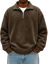 Herren Pullover Sweatshirt Reißverschluss-Polo Urlaub Straße Reißverschluss Langarm Mode Basic Einfarbig Einfach Mode Herbst Frühling & Herbst Ganzjahres Bequeme Passform Schwarz Rosa Armeegrün preiswerte Klassisches Poloshirt für Herren-Herren Pullover Sweatshirt Reißverschluss-Polo Urlaub Straße Reißverschluss Langarm Mode Basic Einfarbig Einfach Mode Herbst Frühling & Herbst Ganzjahres Bequeme Passform Schwarz Rosa Armeegrün