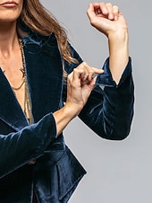 economico Blazer e Completi-Per donna Blazer Blazer di velluto Confortevole Tasca Moda Semplice Feste Festa / Sera Casuale Corto Regolare Collo ripiegato Vestibilità regolare Manica Lunga Capispalla blu navy Nero Vino Primavera