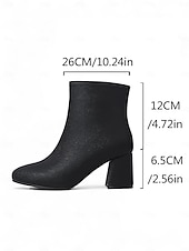 baratos Botas de tornozelo-Botas femininas vermelhas de salto alto com zíper, design elegante de salto grosso, perfeitas para festas de Natal, eventos de feriados e uso diário