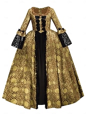 Недорогие Платья-Рококо Викторианский стиль Эпоха возрождения В пол Платья Костюм для вечеринки Маскарад Большие размеры Нормальная Буфф / баллон Вспышка рукава Принцесса Кружева Тюль Винтаж С пышной юбкой