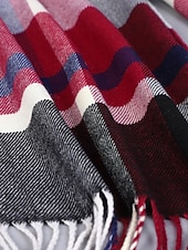 levne Pánské kravaty a motýlky-Pánská vánoční kostkovaná šála – stylová polyesterová šála s třásněmi – dostupná v několika barvách – teplý sváteční doplněk pro muže