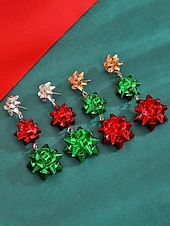 abordables Boucle d&amp;#39;oreille pour femme-Boucles d'oreilles de Noël pour femmes, design festif rouge et vert avec matériau en alliage, parfaites pour les fêtes de fin d'année et les cadeaux
