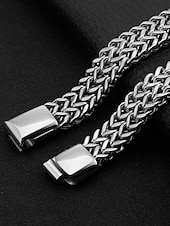 levne Pánské šperky-Pánský pletený řetízkový náramek z nerezové oceli s magnetickou sponou – moderní módní šperk pro běžné nošení, do práce i na párty