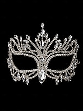 Недорогие Аксессуары для маскарада-Женская маскарадная маска с кристаллами и стразами, роскошная золотая маска для лица с драгоценными камнями для женщин, элегантный аксессуар для костюма для балов-маскарадов и вечеринок