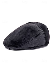 voordelige Herenhoeden-Voor heren Fedora Hoed Zwart Donker Grijs Polyesteri Nepbont Warm Vintage Stijlvol Herfst Winter