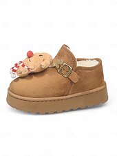 economico Scarpe di Natale per Donne-stivali da neve natalizi da donna in cammello con motivo a renne e sciarpa - stivaletti foderati in pile, morbidi e festosi, ideali per Natale e le riunioni di famiglia