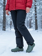  Damskie, zielone, wodoodporne, wsuwane buty zimowe z ciepłą, polarową podszewką – wytrzymałe, antypoślizgowe buty do ogrodu i chodzenia na świeżym powietrzu