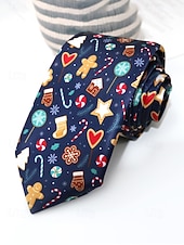 abordables Cravates et nœuds papillon pour hommes-Cravates de Noël pour hommes en polyester – motifs Père Noël, bonhomme de neige et autres motifs festifs, parfaites pour les fêtes de Noël et les occasions spéciales.