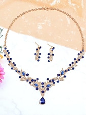 tanie Naszyjnik damski-damski komplet biżuterii z czerwonymi kryształkami, elegancki naszyjnik i kolczyki z kryształkami ze złotymi zdobieniami, idealny na imprezy i wesela &amp;wieczorne wydarzenia