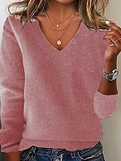 halpa Kiinteät värit-Naisten Neulos Pusero Päivittäin Tyylikäs Vapaa-aika Yhtenäinen väri Joustin V kaula-aukko Kudottu Pitkähihainen Tavalliset topit Neuloa Päivittäin Pyhäpäivä Bile Musta Valkoinen Syksy Talvi