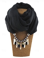 baratos Acessórios de Natal-colar de cachecol macio feminino com borla e pingente de contas, acessório de natal multicolorido e elegante para roupas de inverno e festas de fim de ano